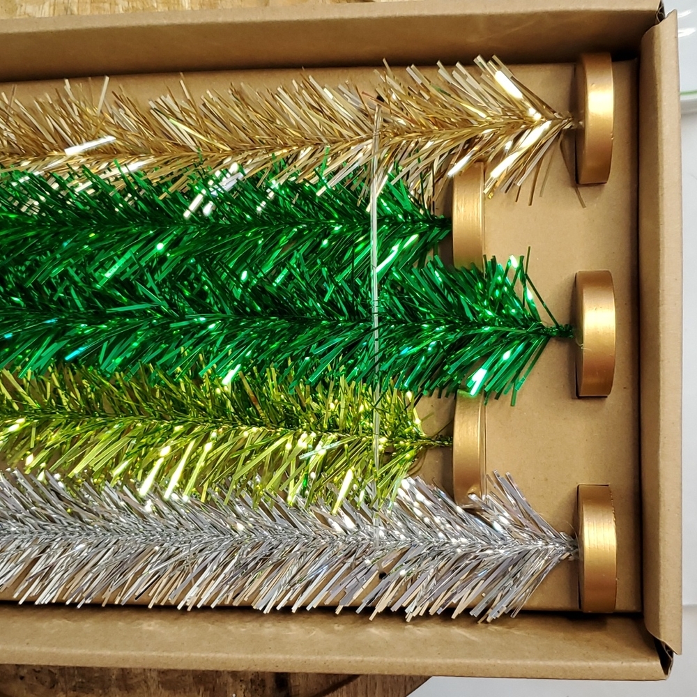 Set of 5 Sparkly Tinsel Trees - Picture 3 of 5